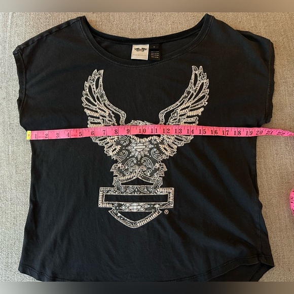 Harley-Davidson Black Short Sleeve Tee with Eagle Design - Picture 4 of 6